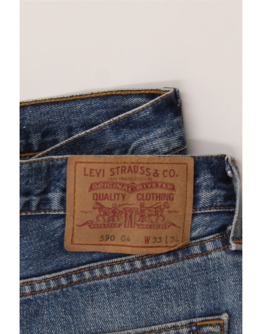 LEVI'S Mens 590 Straight Jeans W33 L29 Blue Cotton Vintage Levi's and Second-Hand Levi's from Messina Hembry 