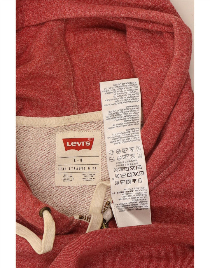 Męski sweter z kapturem i zamkiem błyskawicznym Levi's, duży, czerwony, bawełniany