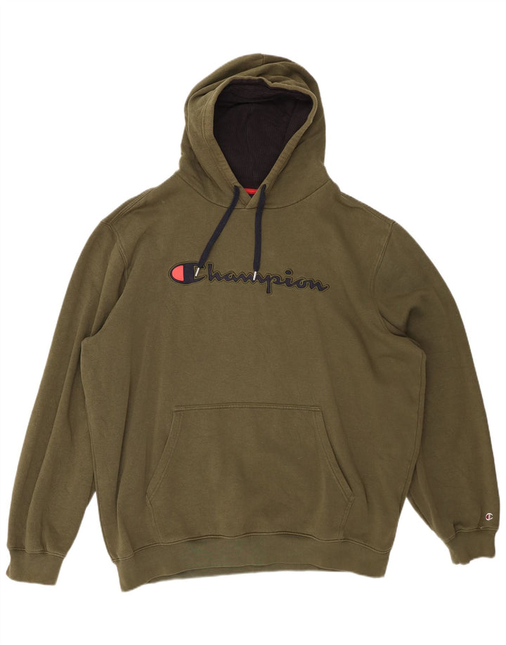 Męski sweter z kapturem i grafiką CHAMPION 3XL, bawełna khaki