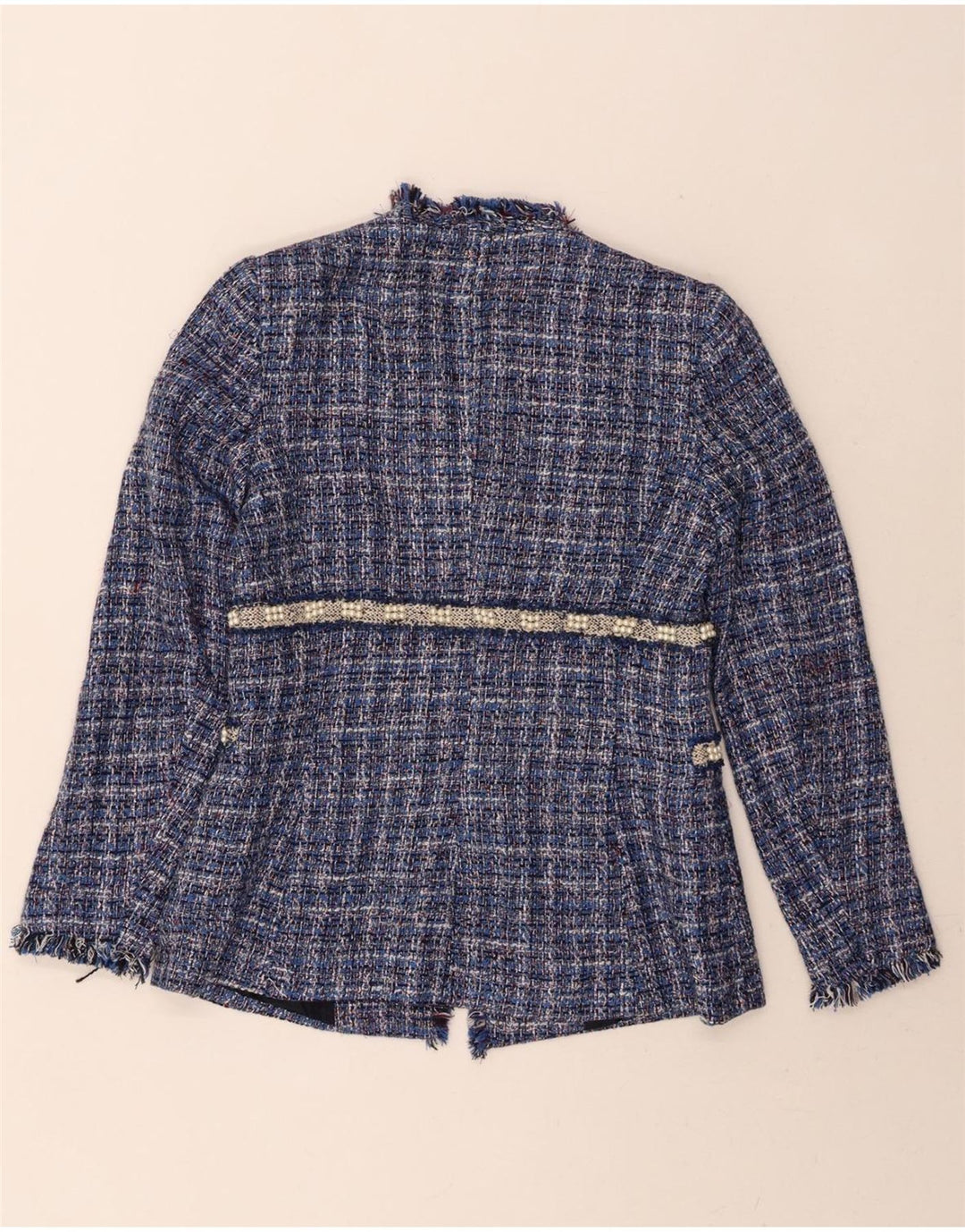 ZARA Womens Open Blazer Jacket UK 14 Large Blue Check Vintage Zara and Second-Hand Zara from Messina Hembry 