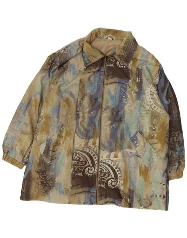 Vintage damski płaszcz oversize IT 50 XL, wielokolorowy poliester Paisley