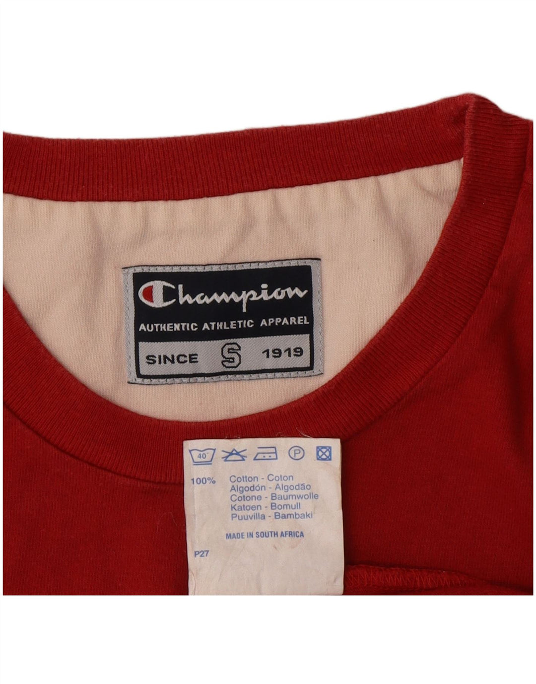 Męski T-shirt Champion z grafiką, mały, czerwony, bawełniany