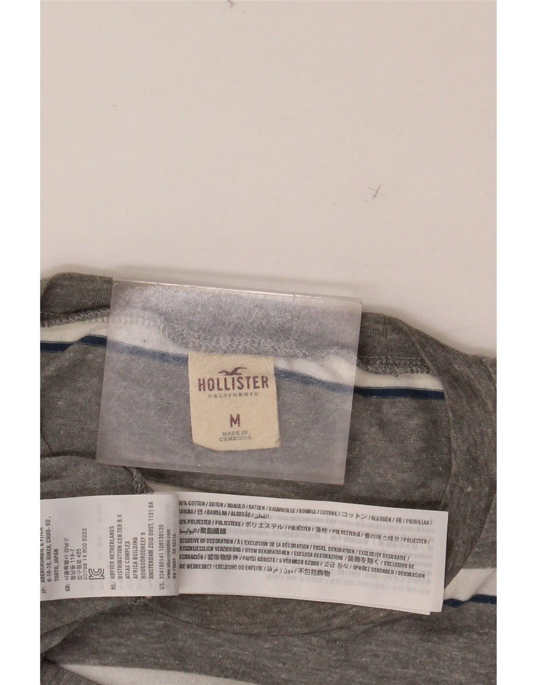 HOLLISTER Męski T-shirt Top, bawełniany, w średnie szare paski