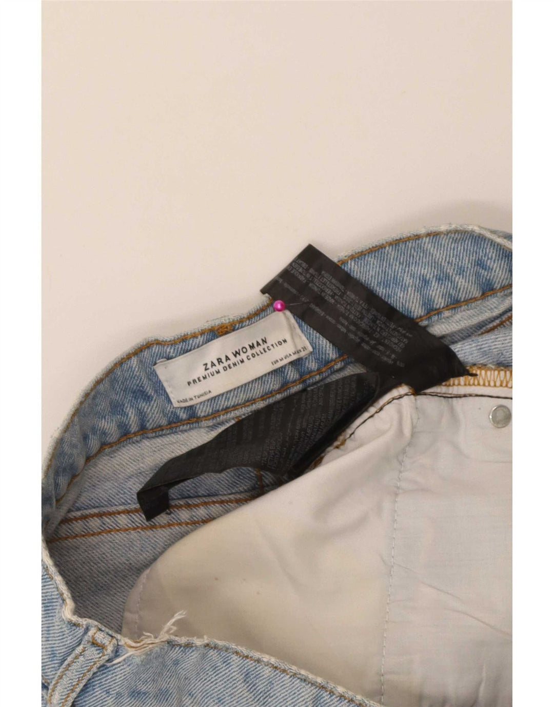 Zara Damska spódnica jeansowa mini w trudnej sytuacji, średnia W28, niebieska bawełna