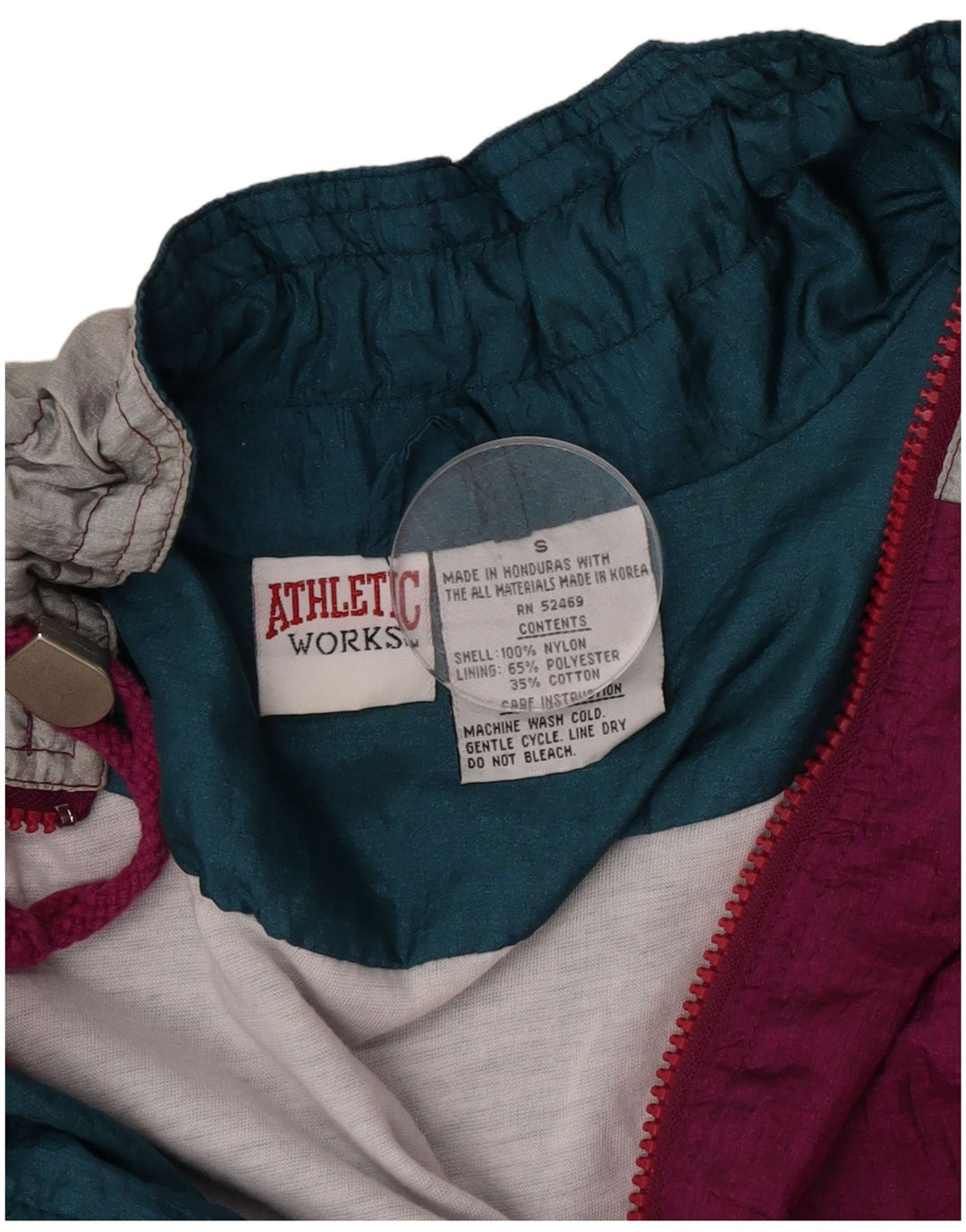 Damska bluza dresowa w stylu vintage, duża, mała, różowa, nylonowa z blokami kolorów