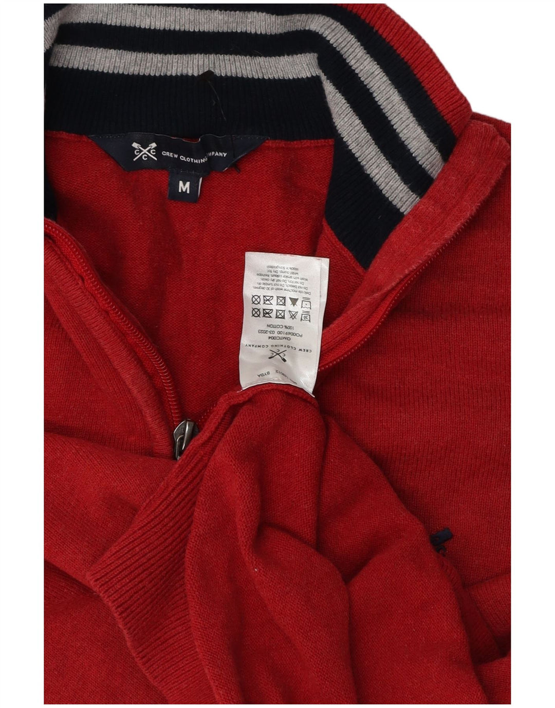 Crew Clothing Męski sweter z zamkiem błyskawicznym, średnioczerwony, bawełniany