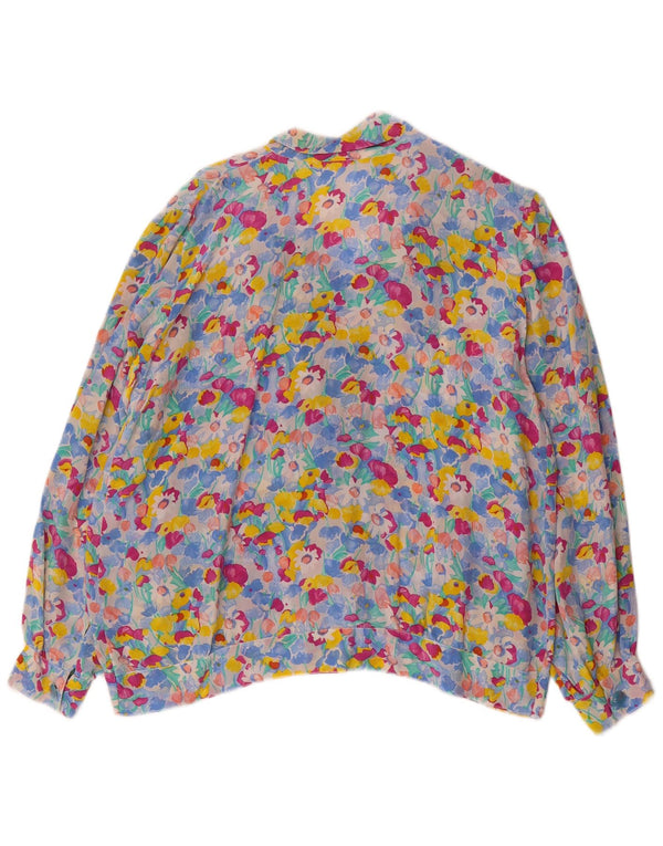 Damska bluzka koszulowa w stylu vintage UK 18 XL, wielobarwna w kwiaty