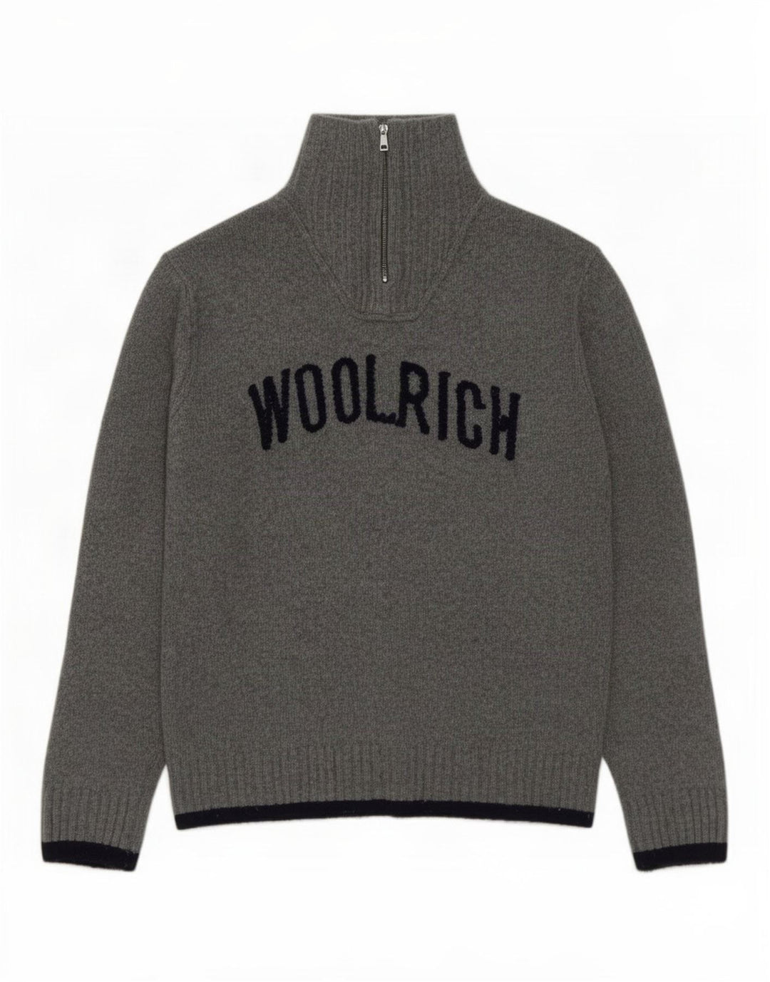Woolrich Męski sweter z grafiką i zamkiem błyskawicznym XL, szara wełna