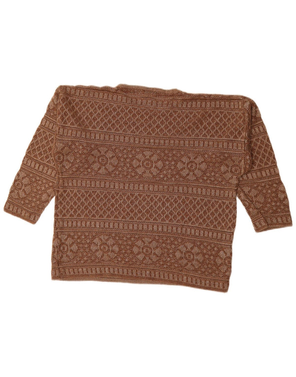 Sweter damski Gira Puccino z okrągłym dekoltem UK 14, duży brązowy Fair Isle