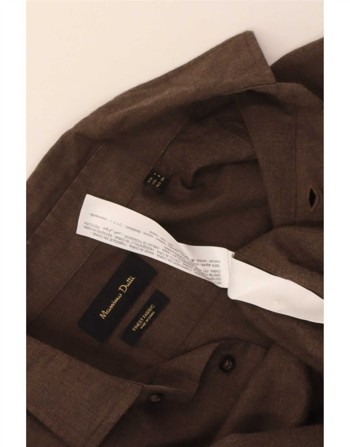 Koszula męska Massimo Dutti, mała, brązowa, bawełniana