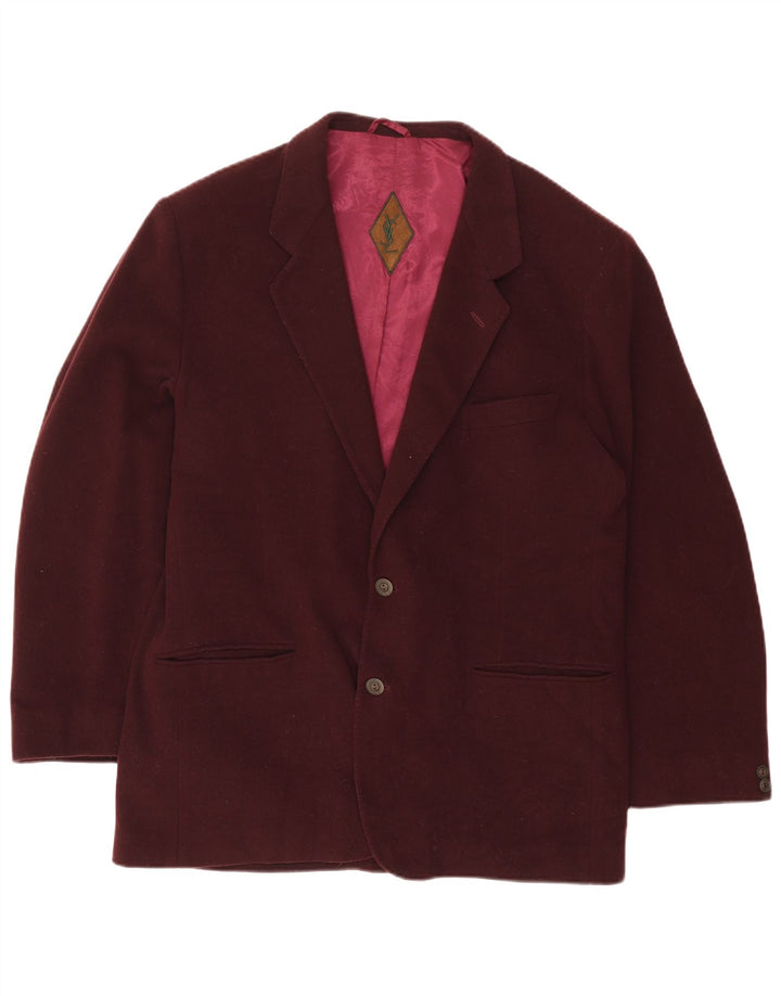 Męska marynarka zapinana na 2 guziki Yves Saint Laurent IT 54 2XL Burgundowa wełna