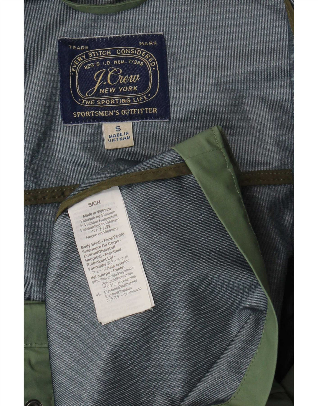 Męska kurtka z kapturem J. Crew UK 36 Small Green Polyester