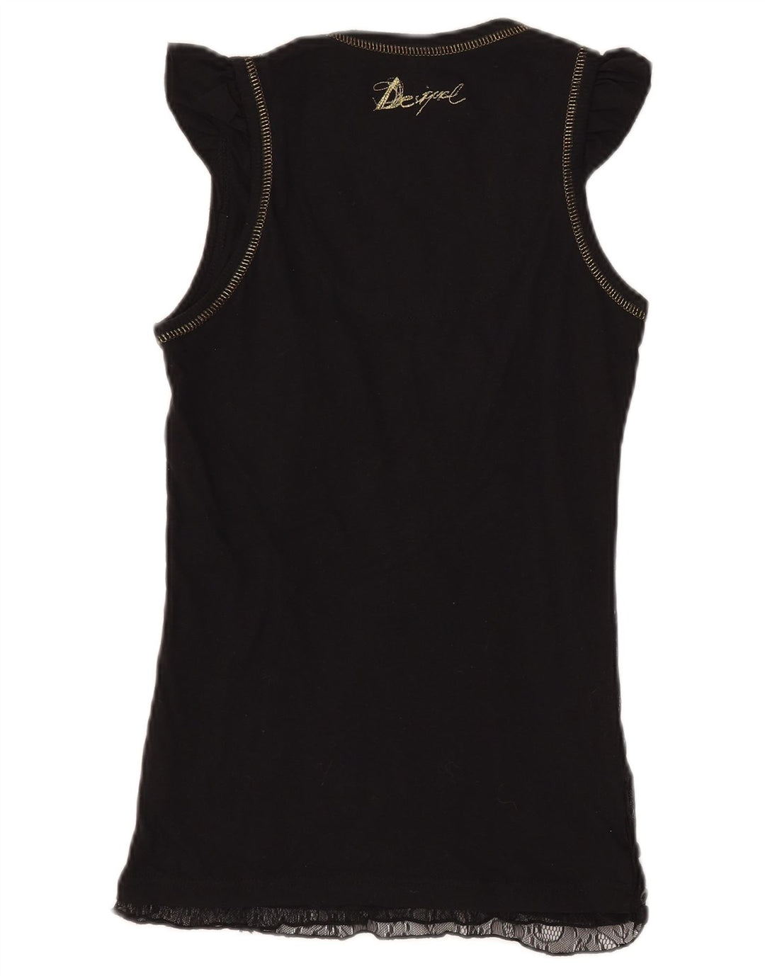 Damska bluzka z grafiką DESIGUAL Top UK 8 Small Black Geometric Polyamide