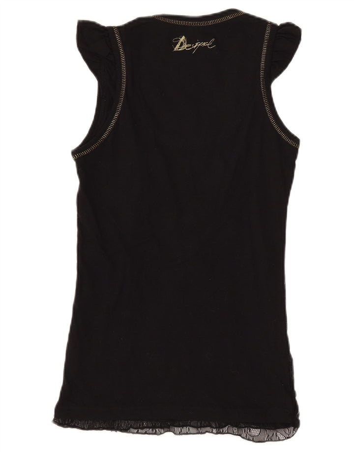 Damska bluzka z grafiką DESIGUAL Top UK 8 Small Black Geometric Polyamide