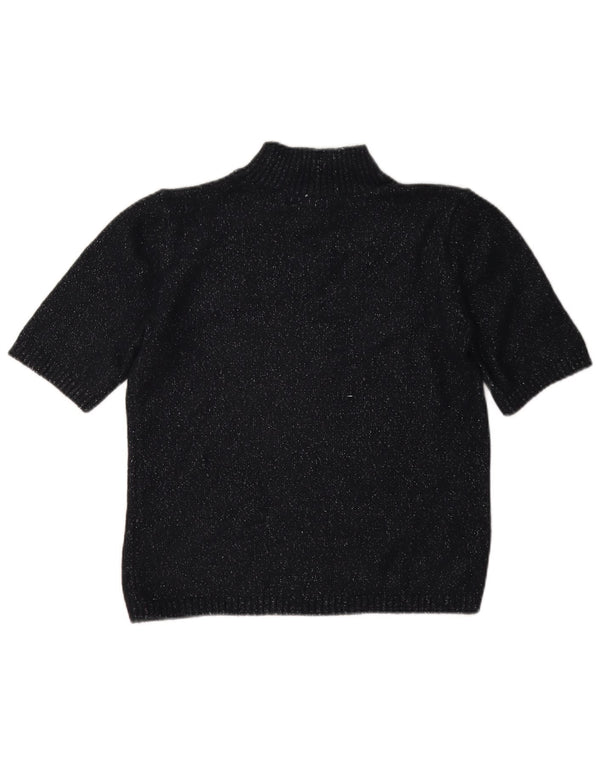 Marks & Spencer Damski sweter z golfem UK 10, mały, czarny, nakrapiany