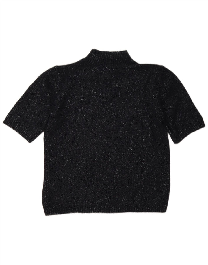 Marks & Spencer Damski sweter z golfem UK 10, mały, czarny, nakrapiany