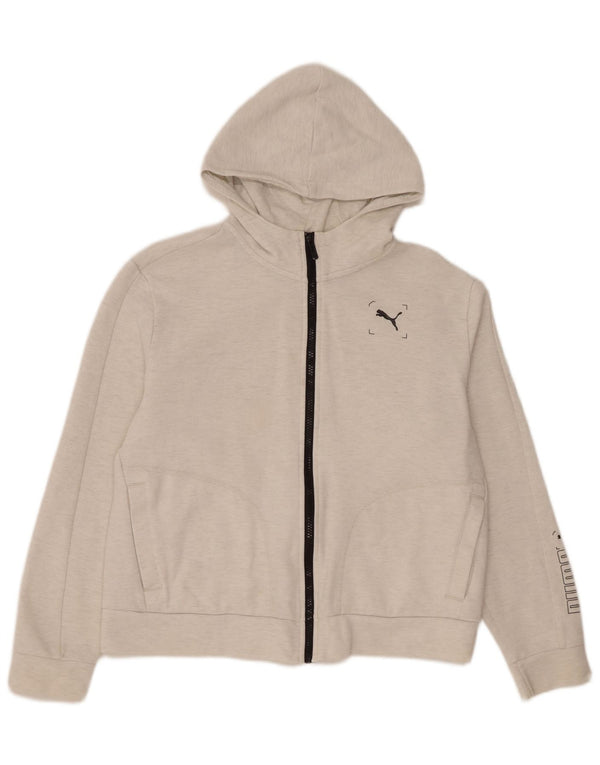 Damski sweter Puma z kapturem i zamkiem błyskawicznym, UK 14, średni, biały, bawełniany
