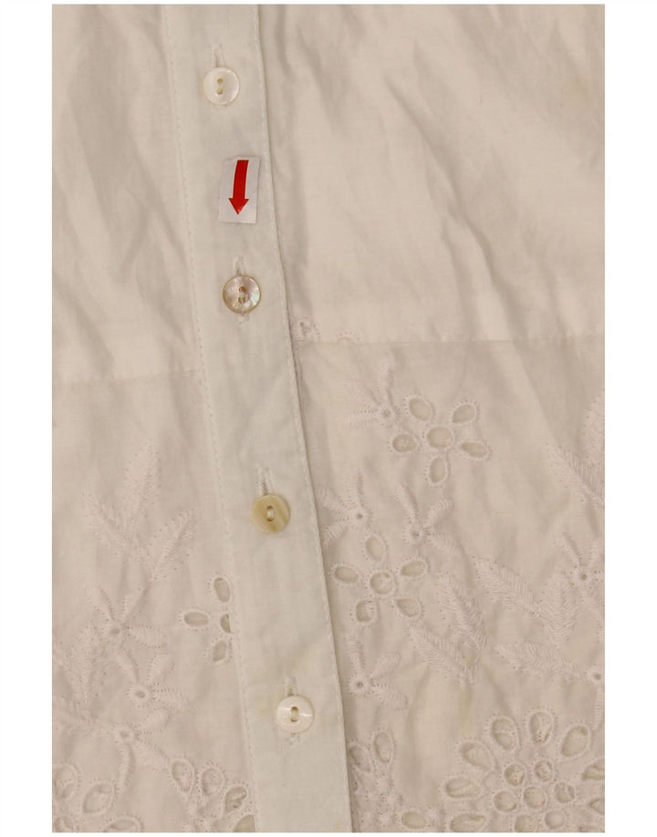 Bluzka damska z krótkim rękawem WAREHOUSE UK 10, mała, biała, poliestrowa