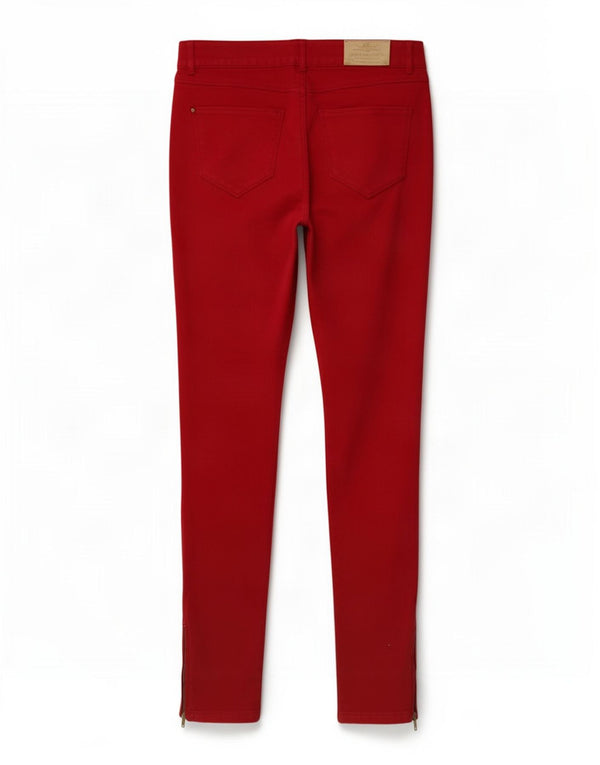 Spodnie damskie Zara Skinny Casual EU 42 Large W32 L29 Czerwona bawełna