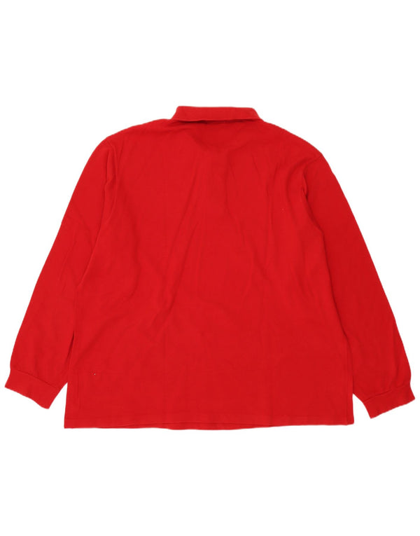 Męska koszulka polo Lacoste z długim rękawem, rozmiar 8 3XL, czerwona bawełna