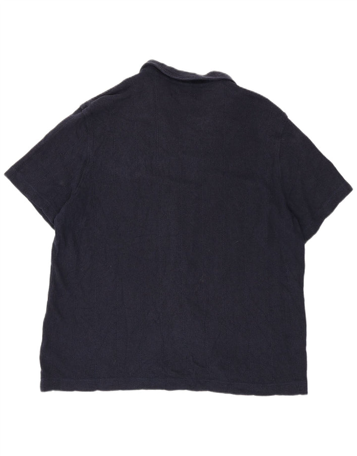 Marks & Spencer Męska koszula z krótkim rękawem, 2XL, granatowa, bawełniana