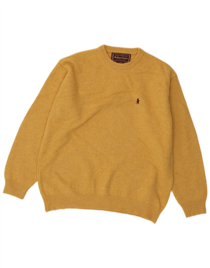 MARLBORO CLASSICS Damski sweter z okrągłym dekoltem UK 16, duży, żółty, wełniany