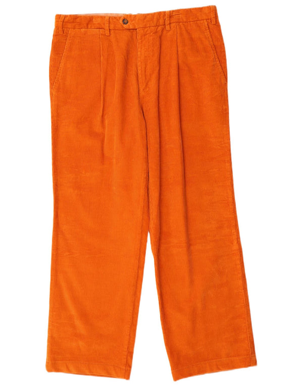 VINTAGE Mens Pegged Corduroy Trousers IT 52 XL W34 L29 Orange Cotton