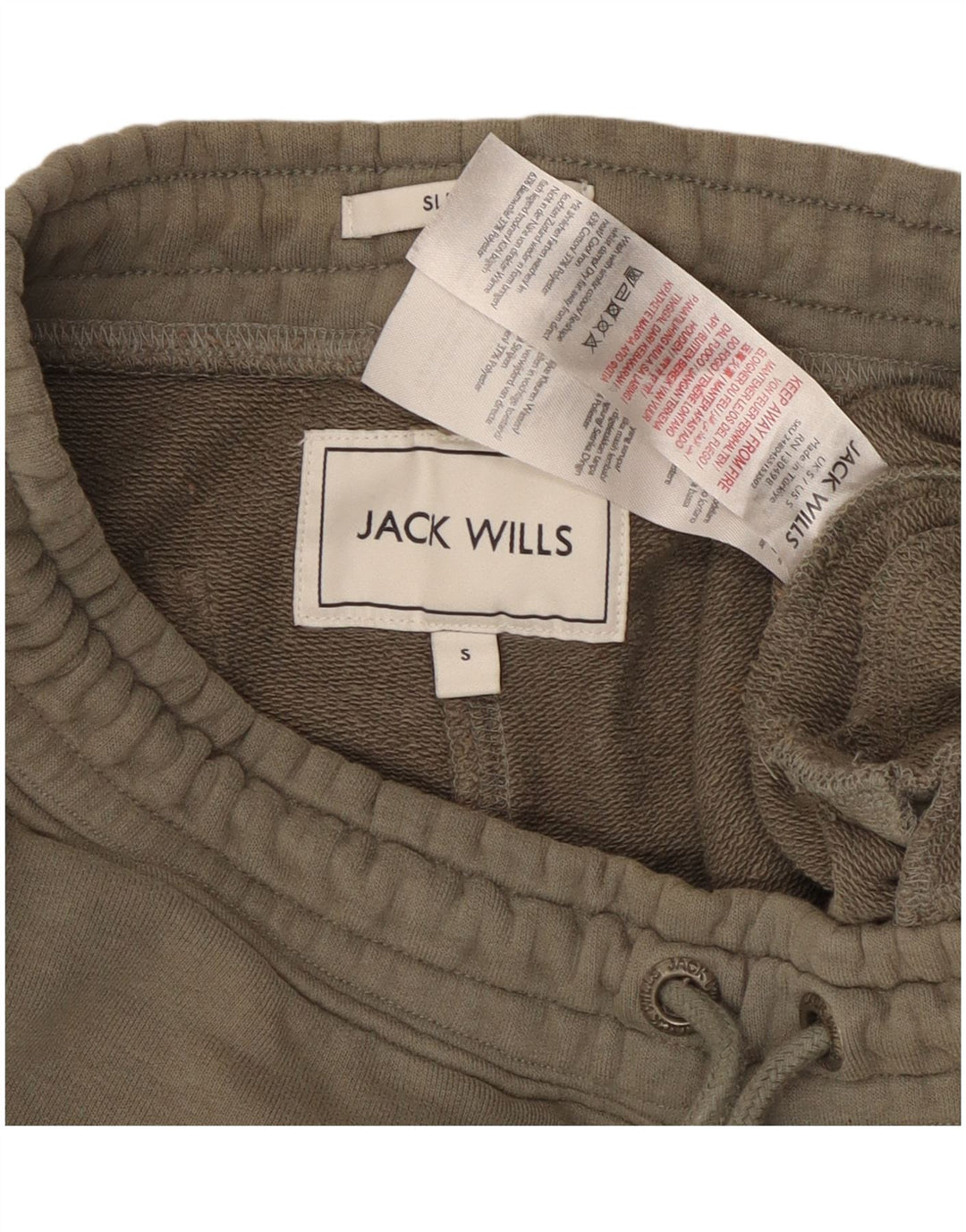 JACK WILLS Męskie spodnie dresowe z grafiką, małe, bawełniane w kolorze khaki