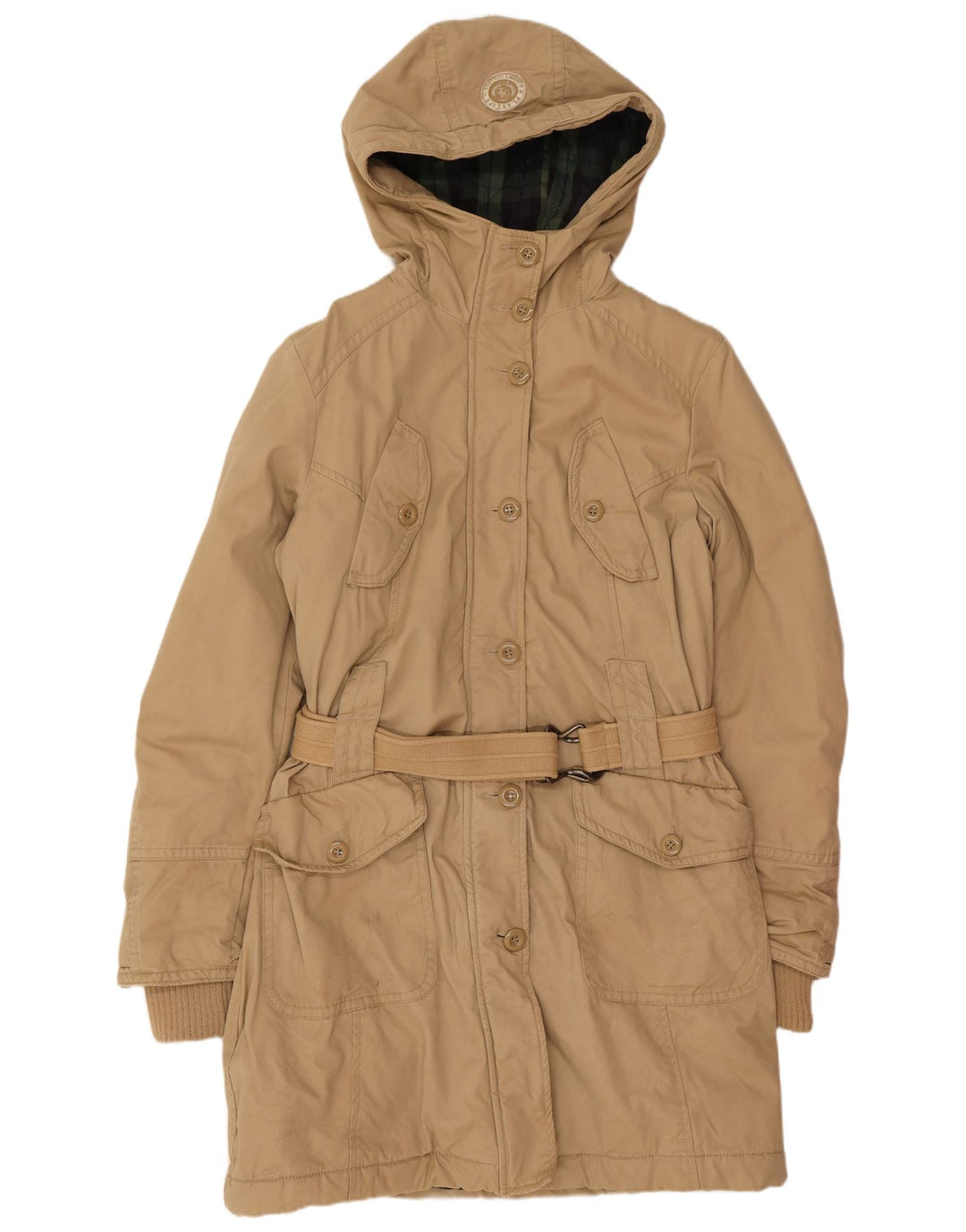 Damska kurtka parka z kapturem Playlife UK 12 w kolorze średniego beżu