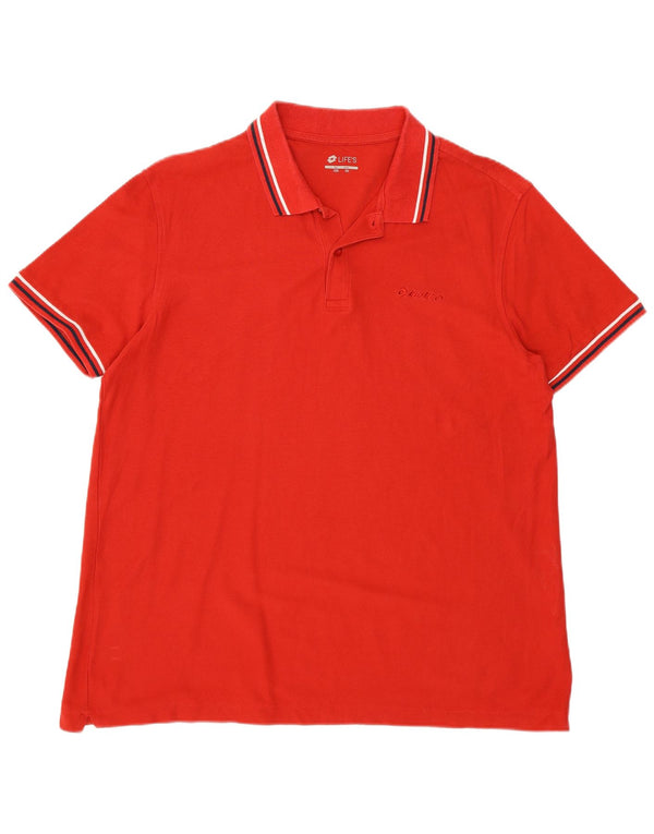 LOTTO Mens Polo Shirt 2XL Red Cotton