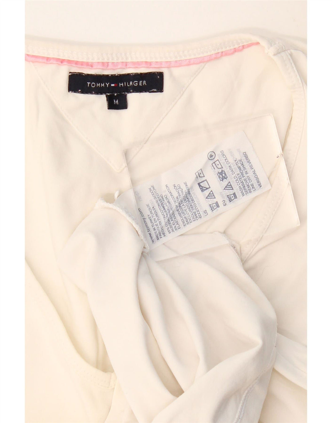 Damski top z długim rękawem Tommy Hilfiger UK 12, średnia biała bawełna