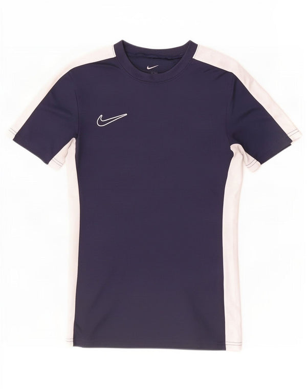 Nike Mens Dri Fit Slim T-Shirt Top XS Navy Blue Colourblock Polyester
