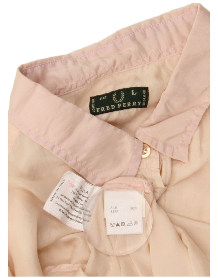 Damska bluzka koszulowa FRED PERRY UK 14 duża, beżowa, jedwabna