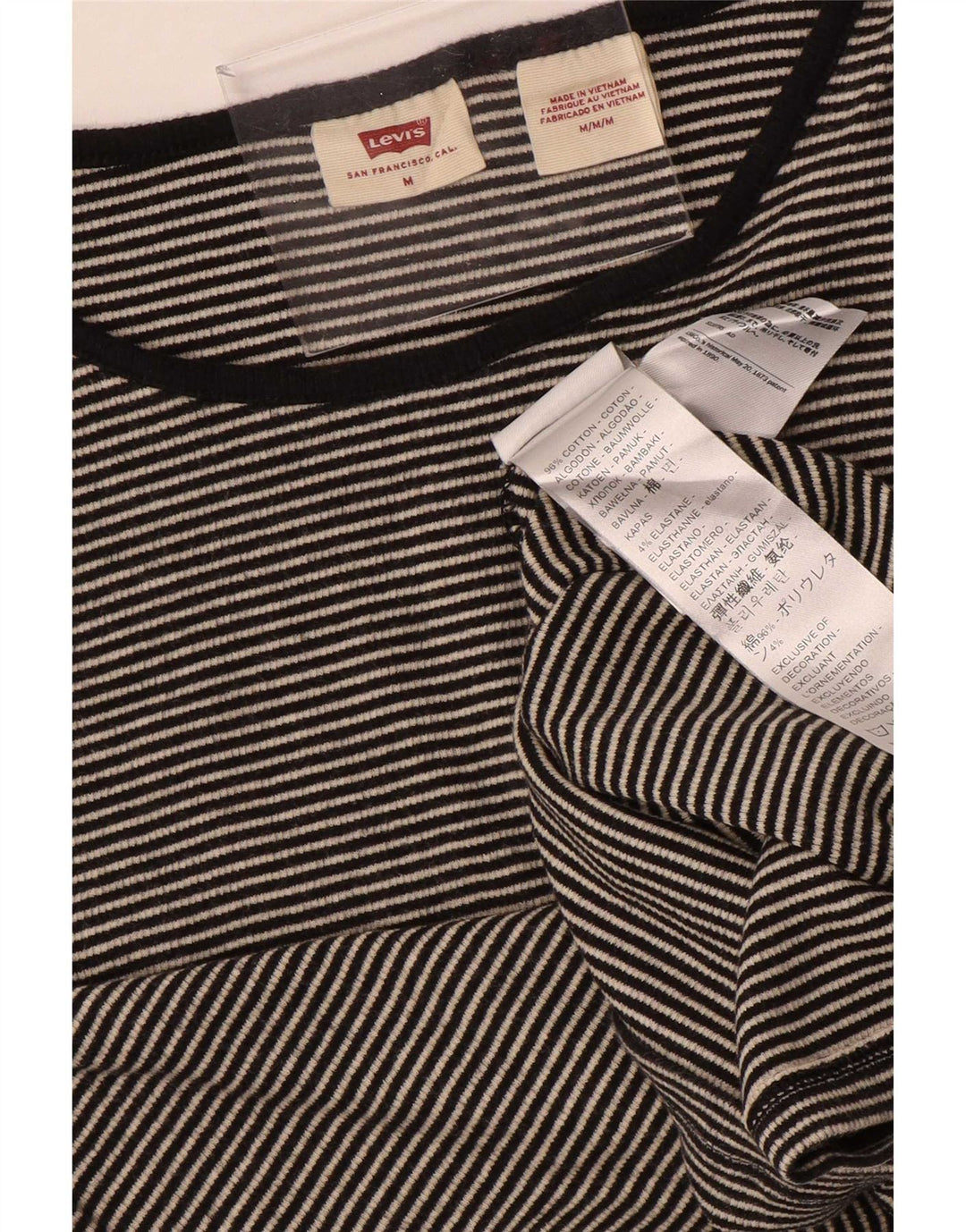 Damski top Levi's z długim rękawem, UK 12, średnioszary, bawełniany w prążki