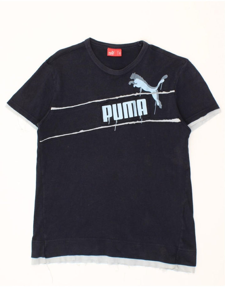 PUMA Mens Graphic T-Shirt Top Small Navy Blue Vintage Puma and Second-Hand Puma from Messina Hembry 