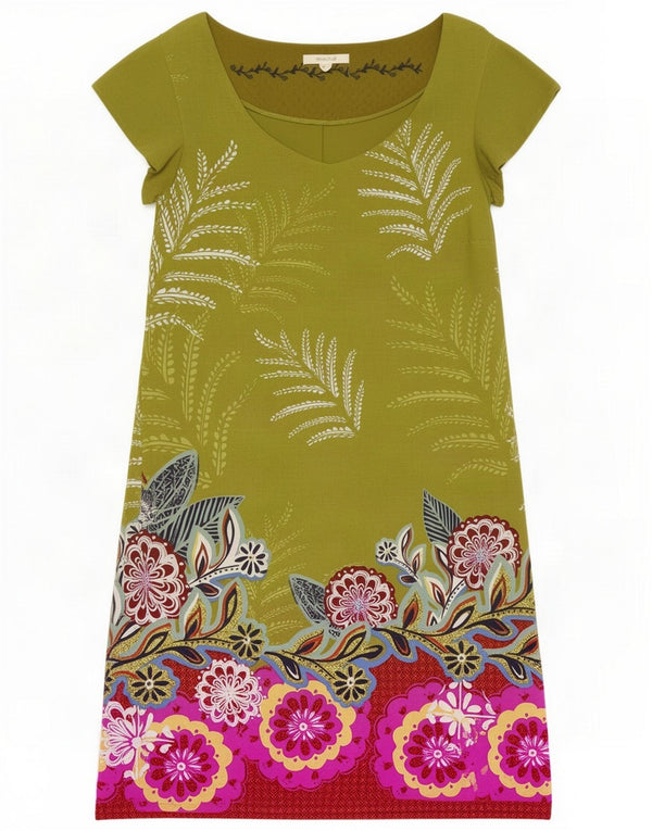 Damska graficzna sukienka typu shift White Stuff UK 8 Small Green Floral Wiskoza