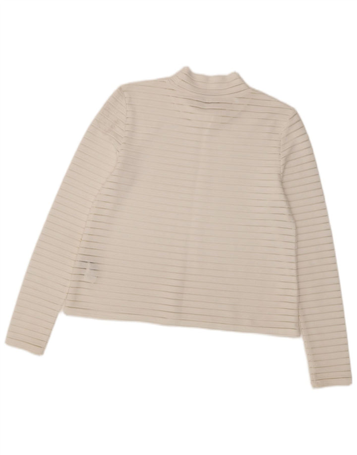 Marks & Spencer Damski top z długim rękawem, UK 10, mały, biały w prążki