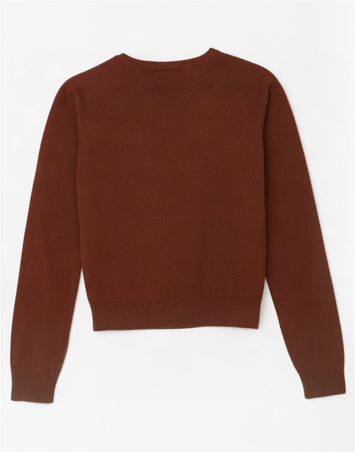 Sweter damski Zara z dekoltem w kształcie litery V, UK 12, średni brązowy, bawełniany