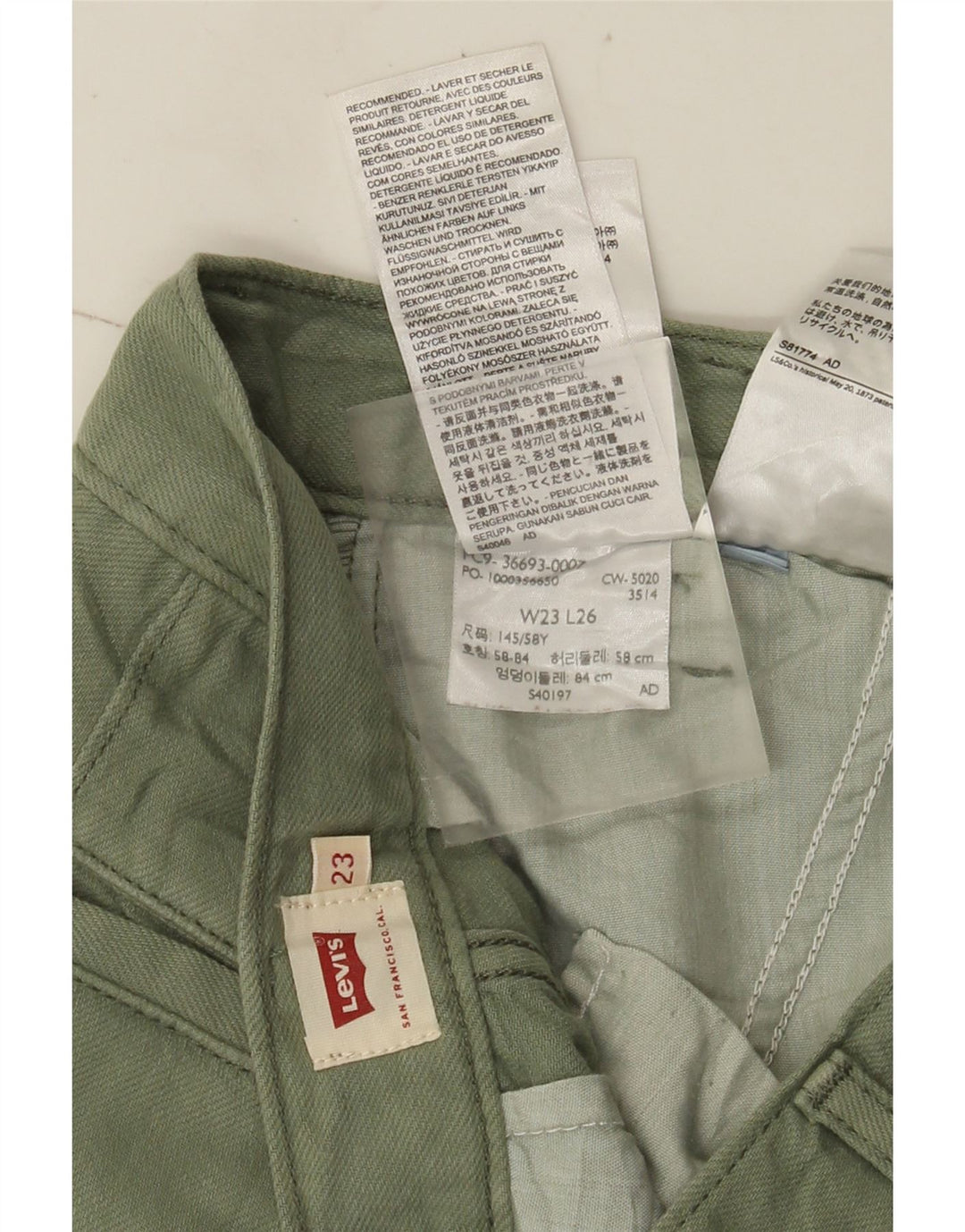 Spodnie damskie Levi's Straight Cargo W23 L26 Zielona bawełna