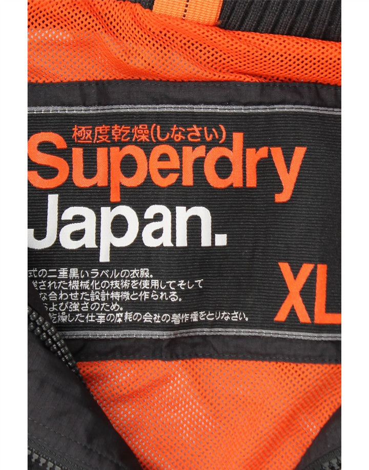 Damska kurtka przeciwdeszczowa SUPERDRY Graphic UK 18 XL z czarnego nylonu