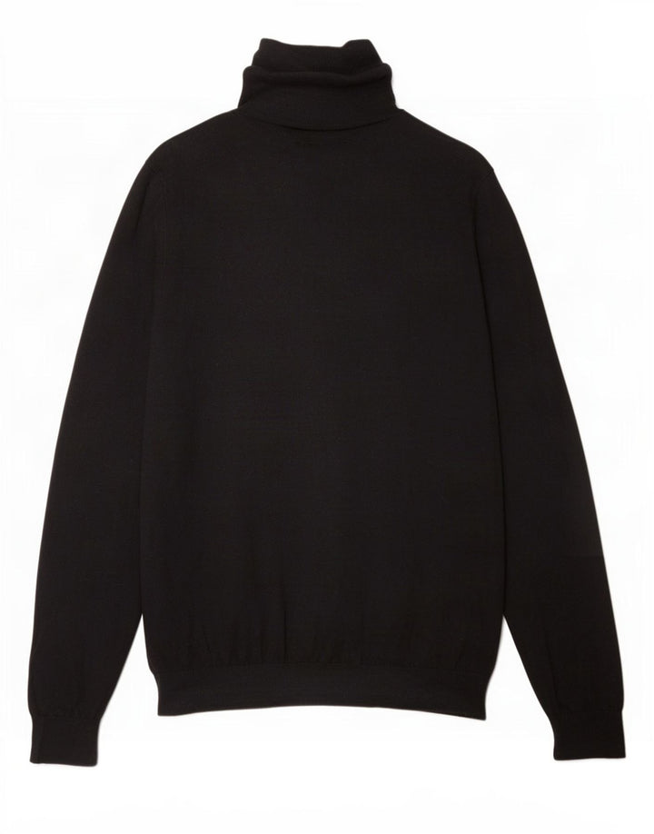 Sweter damski Massimo Dutti z wywijanym dekoltem UK 16, duży, czarny, bawełniany