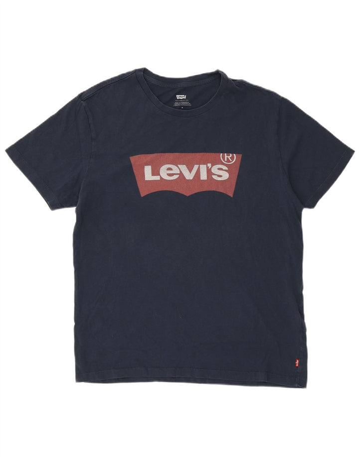 Męski T-shirt z grafiką LEVI'S, średni, granatowy, bawełniany