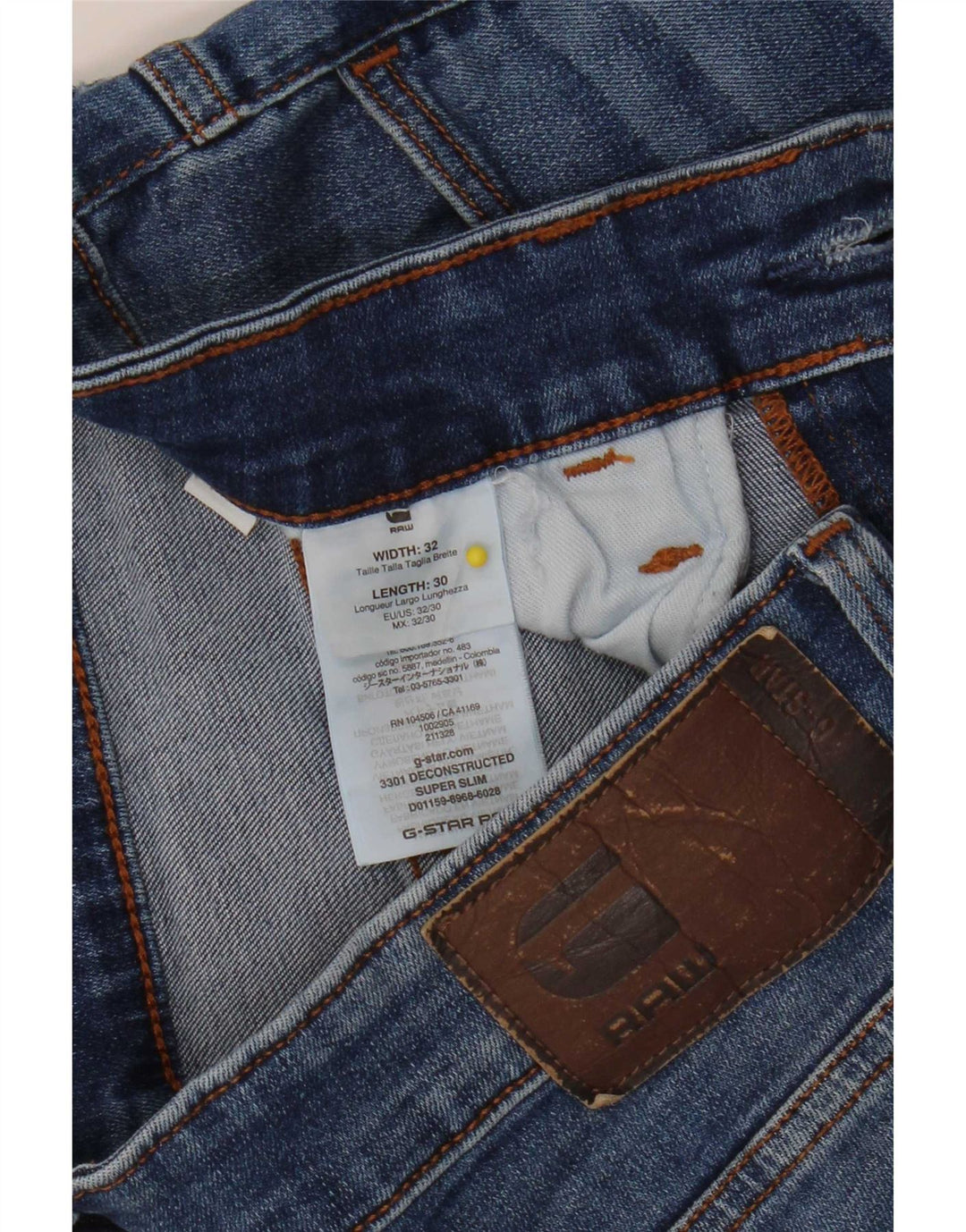 Damskie jeansy G-Star 3301 Super Slim W32 L30 Niebieska bawełna