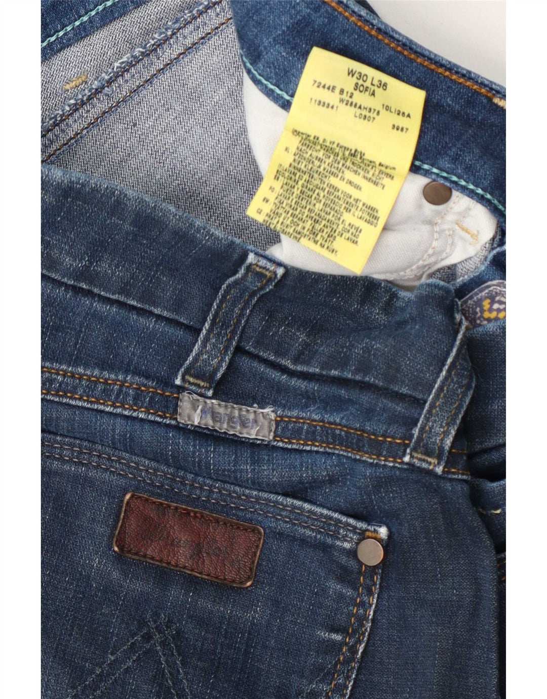 Damskie jeansy Wrangler Sofia Straight W30 L36 Niebieskie bawełniane