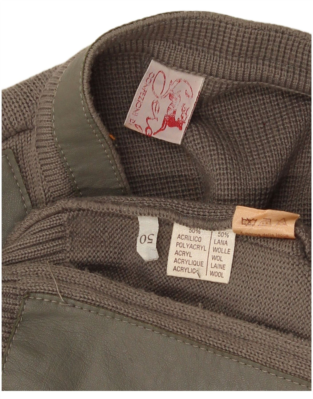 Vintage męski sweter kardigan IT 50 średni brązowy akryl