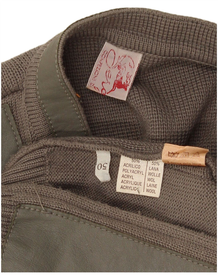 Vintage męski sweter kardigan IT 50 średni brązowy akryl