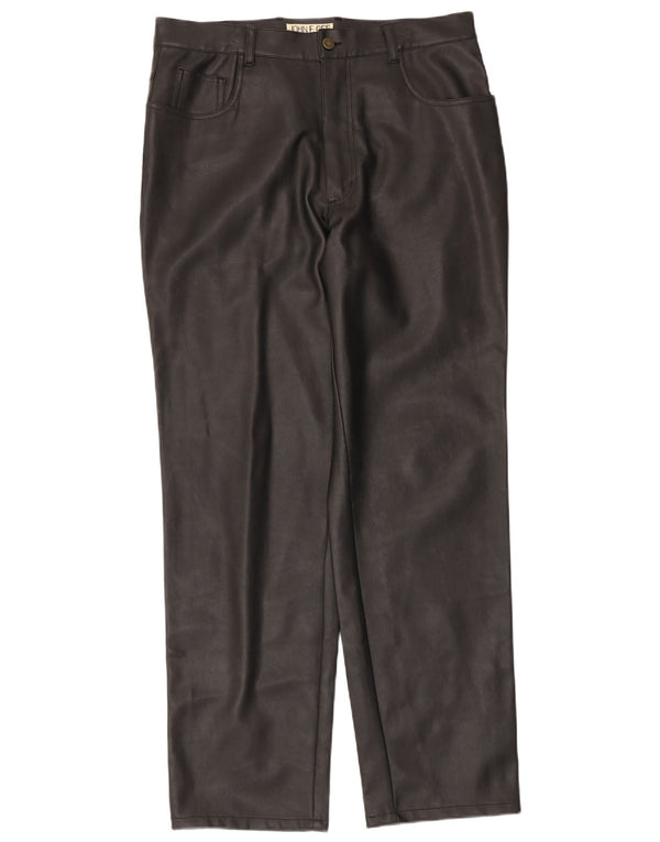 Męskie proste spodnie ze sztucznej skóry John F Gee EU 50 Large W34 L31 Black