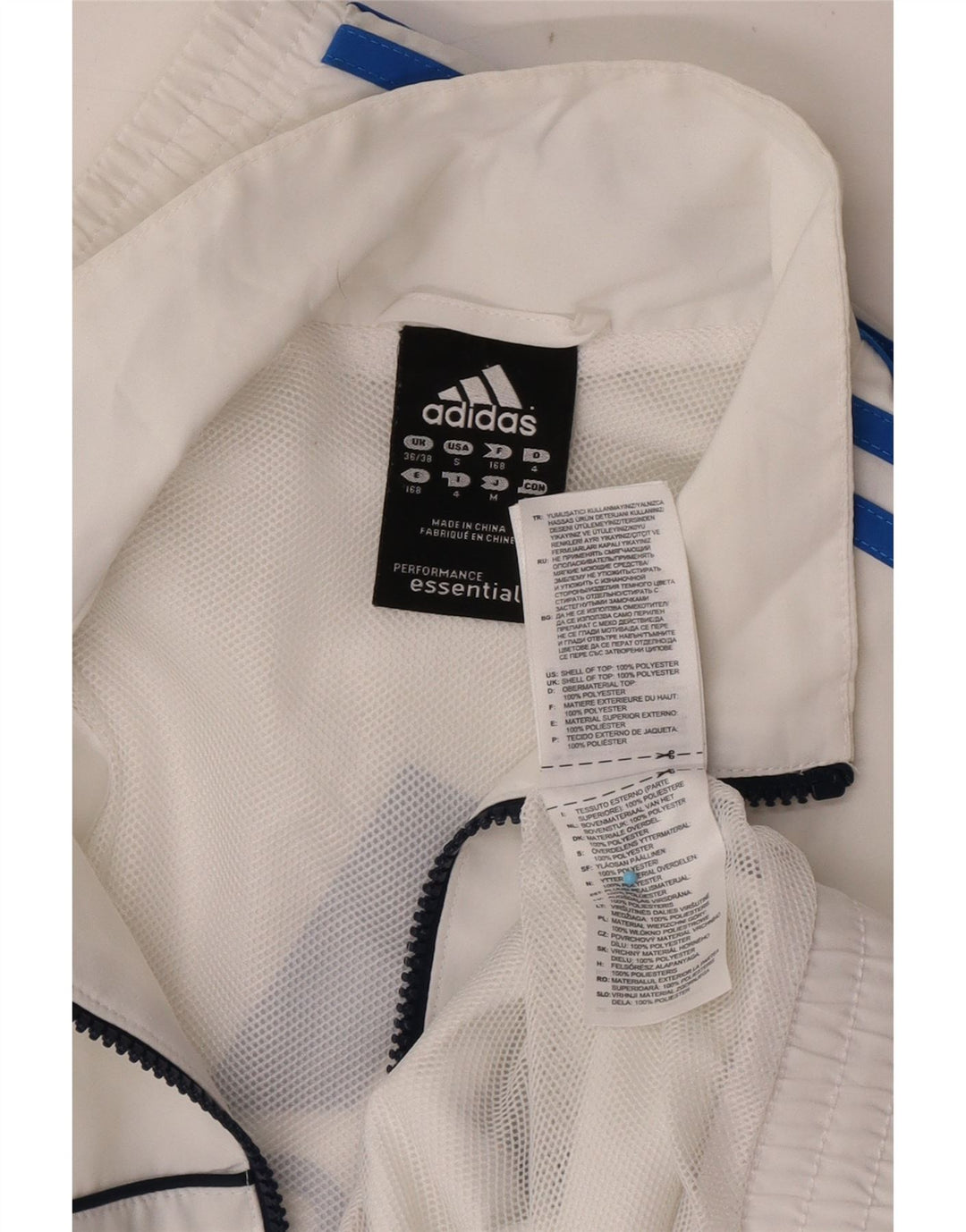 Adidas Męska graficzna bluza dresowa Top Jacket UK 36/38 Mały biały poliester