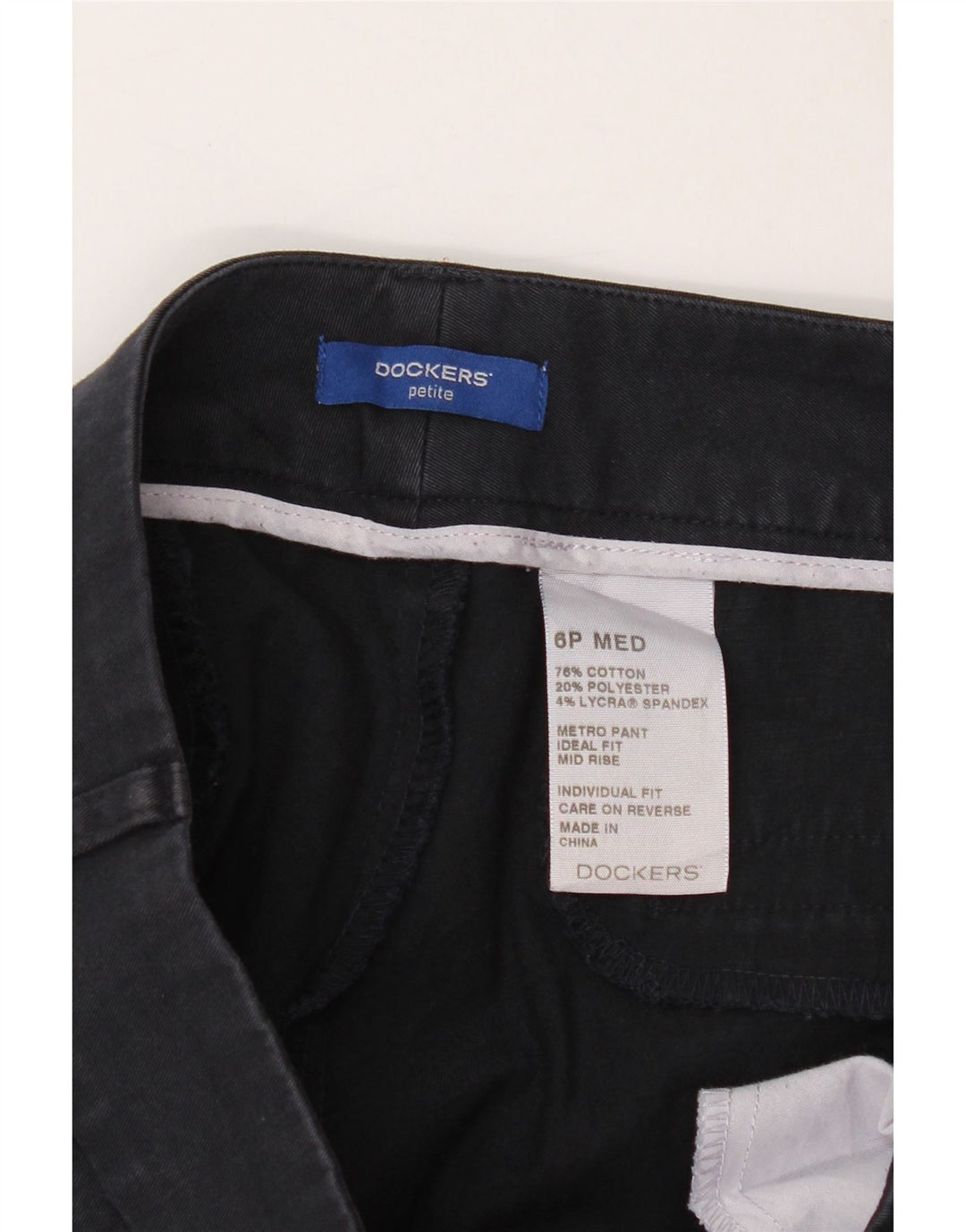 DOCKERS Womens Petite Chino Trousers US 6 Medium W32 L30 Navy Blue Vintage Dockers and Second-Hand Dockers from Messina Hembry 