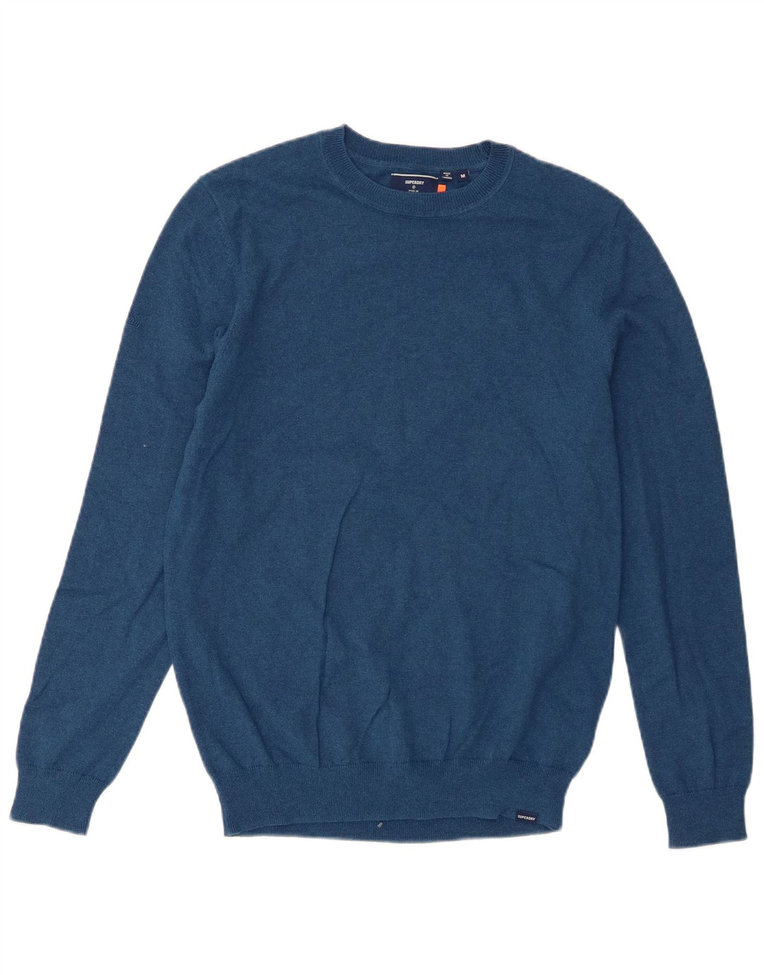 Męski sweter z okrągłym dekoltem Superdry, średnioniebieski, bawełniany